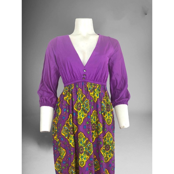 70s Purple Psychedelic Maxi Dress - Picture 3 of 6
